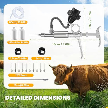 NEWTRY 5ml Livestock Syringe Adjustable Continuous Syringe with 10 Needles - size: 5ML