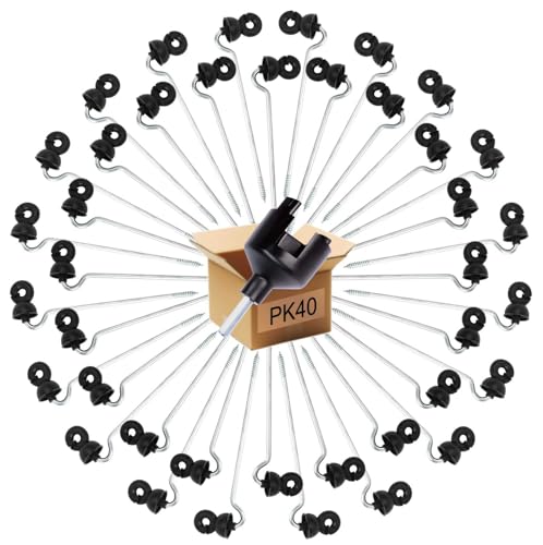 Electric Fencing Offset Long Distance Goose Neck Screw-in Ring Insulator w/8.8 inch Support PK40 - size: PK40