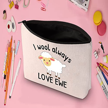 LEVLO Funny Lambs Farm Animals Lovers Gifts I Wool Always Love Ewe Makeup Bags Lamb Sheep Pun Xmas Valentine Travel Case(Always Love Ewe) - color: Always Love Ewe