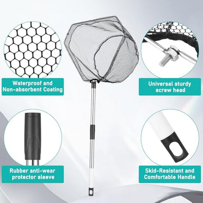 Fishing Net with Handle - 85" Adjustable Extension Pole Fishing Net