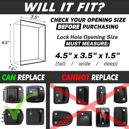 TripDefender V2.0 | RV Keyless Entry Lock for Class C/A Motorhomes | Secure RV Door Lock Keyless Entry w/ 2 Inside Latches | Class C Door Lock Replacement w/ 2 Fobs, 4 Keys | Fit 3.5" x 4.5" Lock Hole