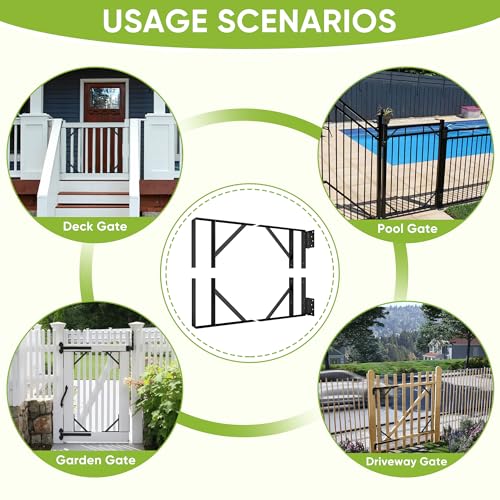 BarnSmith Heavy Duty Anti-Sag Gate Hardware Kit - Steel Brackets with Welded Hinges for Wooden Fence, Driveway, Corral Gates - Fence Gate Kit, Gate Hinges (Door Not Included)