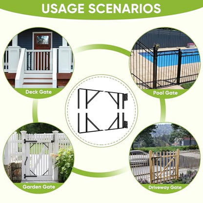 BarnSmith Heavy Duty Anti-Sag Gate Hardware Kit - Steel Brackets with Welded Hinges for Wooden Fence, Driveway, Corral Gates - Fence Gate Kit, Gate Hinges (Door Not Included)