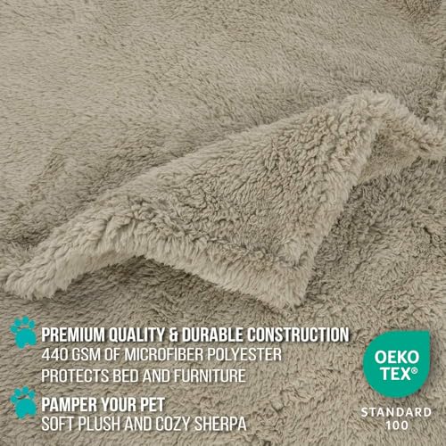 PetAmi Fluffy Sherpa Waterproof Dog Blanket for Medium Pet Cat 29x40, Taupe - color: Taupe, size: Medium (29x40)