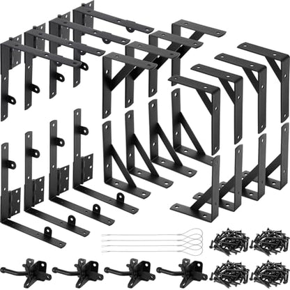 4 Sets Fence Gate Kit Gate Hardware Hinges Anti-sag Latch Brace Bracket
