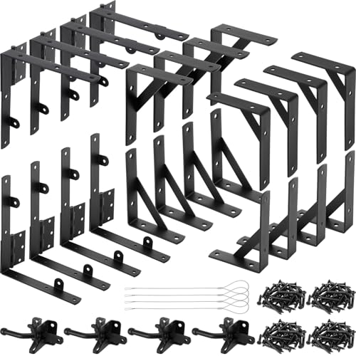4 Sets Fence Gate Kit Gate Hardware Hinges Anti-sag Latch Brace Bracket