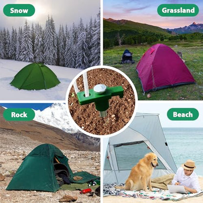 Eurmax USA 10-Pack Secure Protection Galvanized Tent Stakes,Rust-Proof Steel Canopy Anchors for High Winds,Heavy Duty Commercial Ground Pegs for Camping,Pop Up Tents&Gazebos - Includes 4x10ft Ropes - color: Green, style: Stakes 10-pack