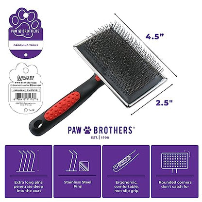 Paw Brothers Professional Grade Extra Long Slicker Brush - Ergonomic Handle, Removes Loose Undercoat and Tangles for Dogs - style: Extra Long Hard Pin