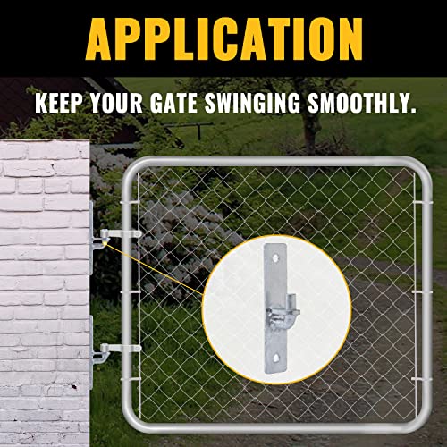 VIVIDA Flat Back Gate Hinge, Wall Mount Gate Hinge with 5/8" Pin, 2 PCS | Galvanized Steel, Chain Link Gate Hardware - size: 7.5" × 1.5" (2 PCS)