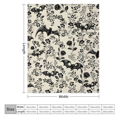 Bat Flower Fleece Throw Blanket for Couch Adults Teens 40" X 50" - color: Bat, size: 40x50 inch