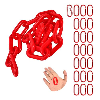 240 Feet Plastic Barrier Chain red,1.5-Inch Link Diameter Safety Barrier Chain，Large Plastic Chain，6MM Plastic Barrier Chain，Plastic Chain Links - color: red, size: 1-1/2 in-240feet
