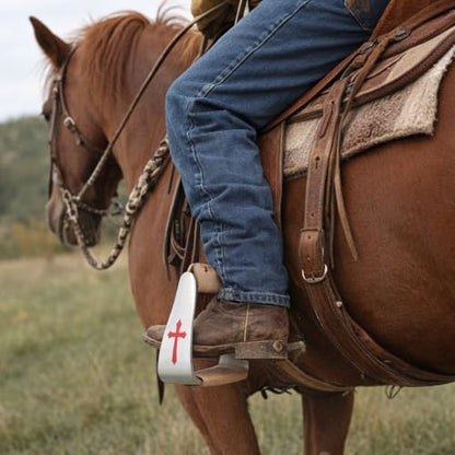 CHALLENGER 5-1/4 Wide Horse Saddle Western Lightweight Aluminum Angled Saddle Wide Stirrups Cross 5136L