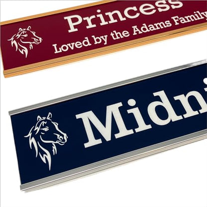 Horse Stall Name Plate Custom Laser Engraved 2x8 Personalized Multiple Attachment Options 21 Color Choices