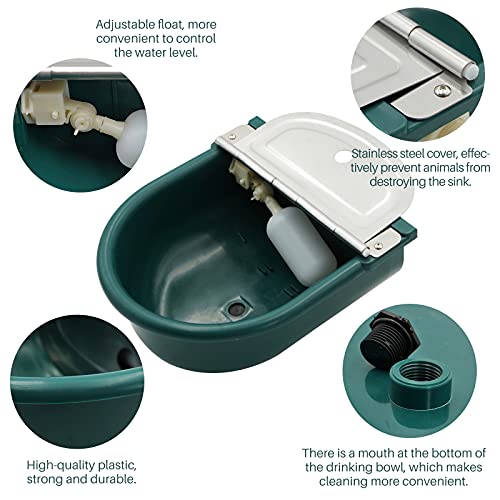 MINYULUA Automatic Waterer Bowl Large Horse Waterer with Float Valve - color: dark green