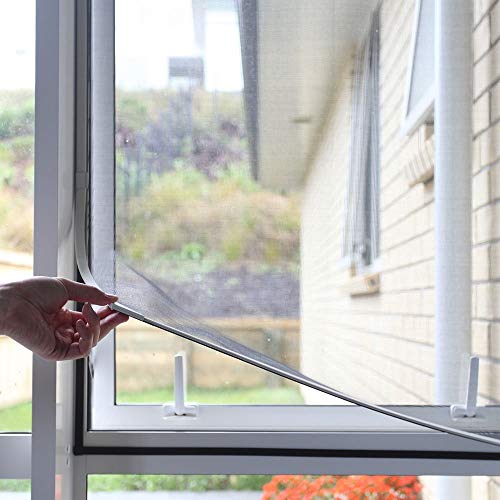 NeatiEase Magnetic Window Screen, Adjustable DIY Window Net Max 24” x 32” with White Window Frames Fiberglass Mesh - size: 32"x24"
