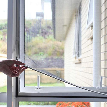 NeatiEase Magnetic Window Screen, Adjustable DIY Window Net Max 24” x 32” with White Window Frames Fiberglass Mesh - size: 32"x24"
