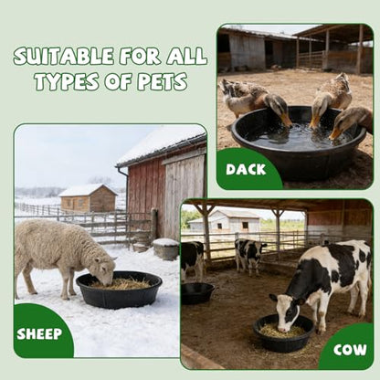 4 Pack Rubber Feed Pan, Rubber Water Trough, 3 and 2 Gallon Bucket - color: Black-8Quart+10Quart, size: 4PCS