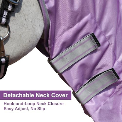 LEAFOREST Horse Fly Sheet with Neck Cover & Belly Band Mesh UV Protection - size: 78 IN