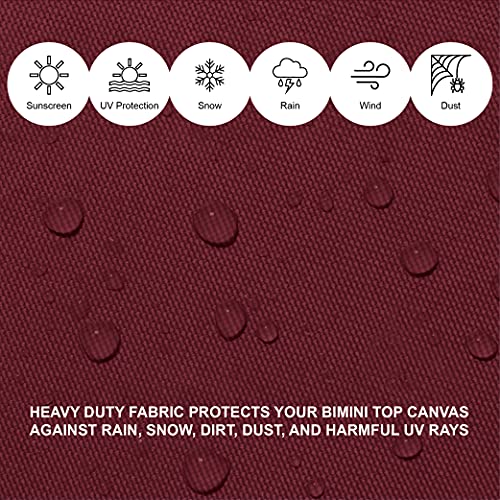SavvyCraft Boat Bimini Top Cover Storage Boot, Burgundy 54"-60" W | Stern Light Cutout, UV & Fade Resistant, Waterproof, All-Weather Protection, Round & Square Frame Fit, Zipper Closure - color: Burgundy, size: 54"-60" W