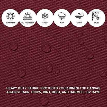 SavvyCraft Boat Bimini Top Cover Storage Boot, Burgundy 61"-66" W | Stern Light Cutout, UV & Fade Resistant, Waterproof, All-Weather Protection, Round & Square Frame Fit, Zipper Closure - color: Burgundy, size: 61"-66" W