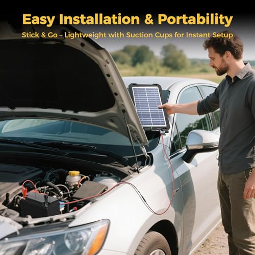 SUNAPEX 8W 12V Solar Car Battery Trickle Charger & Maintainer - size: 8W
