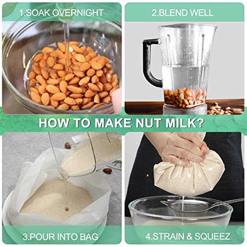3 pack 14"x14" Nut Milk Bag Large Reusable Food Strainers Nut Bags | for Straining Almond/Soy Milk Greek Yogurt Professional for Cold Brew Coffee Tea Beer Celery Juice Fine Nylon Mesh - size: 3 pack - 14"x14"