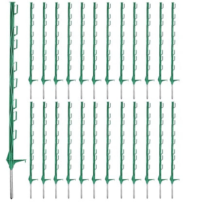 25 Pack 48'' Plastic Step-in Electric Fence Posts,Temporary Fence Stakes - color: Green, size: 25 Pack