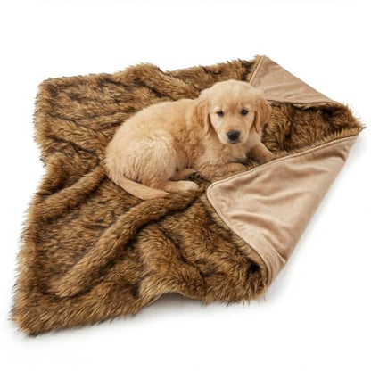 IHAPPYDOG Faux Fur Dog Blanket, Waterproof Couch Cover, Brown 40"x30" - color: Brown, size: 40" x 30"