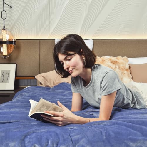 KAWAHOME Sherpa Fleece Twin Size Blanket for Bed, Extra Warm Heavy Thick - color: Washed Blue, size: Twin ( 66" X 90" )