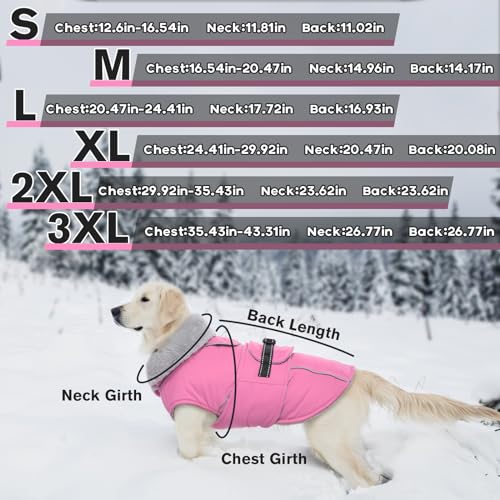 Lelepet Dog Coats for Medium Dogs Waterproof Dog Jacket with Adjustable Fit - color: Pink, size: M
