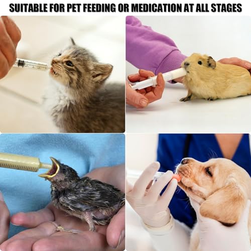 Pet Feeding Syringe with Nipple, Silicone Feeding Tools for Kitten Puppy Feeding Syringe for Newborn Cat Dog Small Animals Rabbits (10ml+12ml) - color: 10ml+12ml