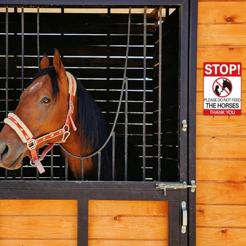 WADORN 10Pcs Please Do Not Feed The Horses Thank You Sign Sticker, Stop Feeding Horses Sign Self-Adhesive Vinyl Decal No Feeding Sign Warning Stickers for Horse Stables and Pastures 7.08x5.12 Inch - style: Do Not Feed The Horses