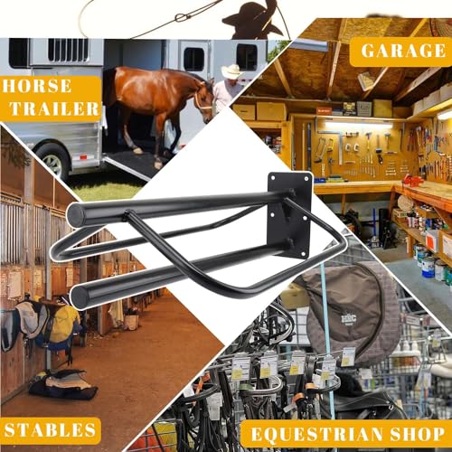 2 Pack Saddle Rack with Pad Bar,Heavy Duty Wall Mounted Saddle Stand Saddle Pad Rack for English Western Saddles Horses Blanket,Black - style: One Bar-2PCS