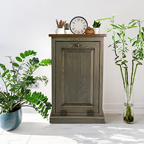 Peaceful Classics Wooden Tilt Out Trash Cabinet, Pewter - color: Pewter, style: Without Drawer