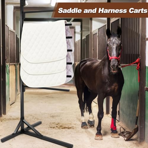 8-Tier Saddle Pad Rack with Stand, Long Rack Arms Horse Blanket Holder Horse Pad and Blanket Storage for Tack Room Organization Trailer Accessories