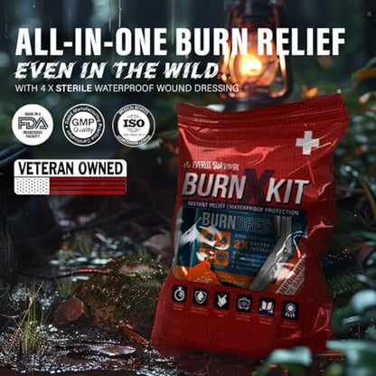 EVERLIT Burn Kit with Sterile Waterproof Wound Dressing | Hydrogel-Foam Burn Dressings, Burn Gel, Non-Stick Pads, Gauze & Shears | 30pcs First Aid Supplies for Instant Cooling, Soothing & Relief