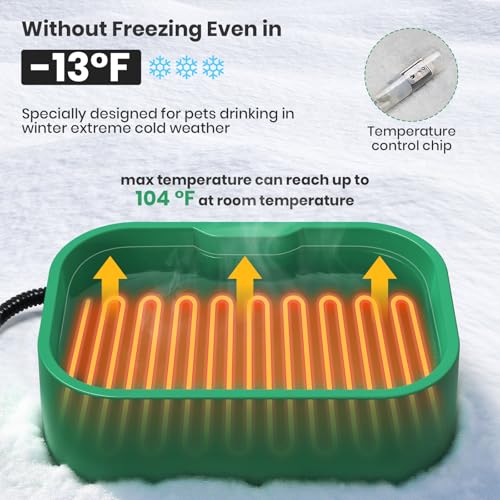 IPOW Extra Large Heated Water Bowl with 5 Layers Design for Heating & Heat Preservation Provides Drinkable Water & Food in Winter Heated Pet Bowl for Cat Rabbit Chicken Duck Squirrel, 194 fl oz