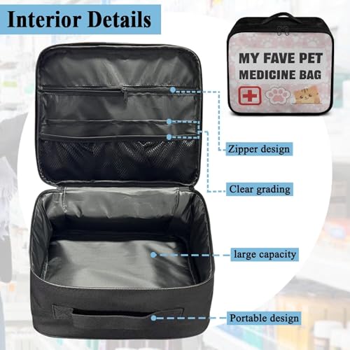 Pink First Aid Bag Empty Pet 1st Aid Bag Medical Travel Case First Responder Emergency Medicine Bags for Car Home Office Sport Outdoors - color: Pink Pet
