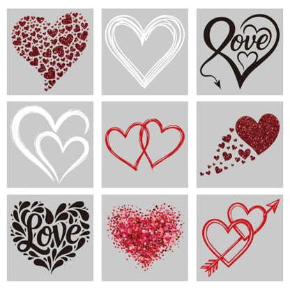 arricraft 9 Sheets Heart Theme Iron on Stickers, Different Hearts Pattern Print Transfer Stickers Decals for Valentine's Day DIY T-Shirt Jeans Backpacks Families Clothing Hat Decoration - style: Heart Theme