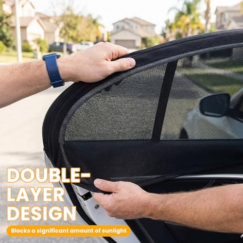 Car Window Shades, UV Protection Vehicle Front Rear Side Mesh Sunshade Curtains, Breathable Heat Block Window Screen Cover Fits for Most Cars, Car Accessories (Car Front, 2 PCS) - color: Car Front 2 PCS