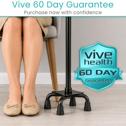 Vive Quad Cane Tips - Heavy Duty 1/2 inch Replacement Rubber Foot - Black - style: 1/2 inch (4 Pack)