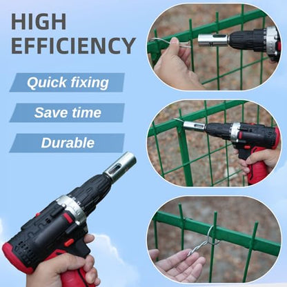 Chain Link Fence Twist Ties Tool for 8/9/10/11 Gauge Wire – Twist Ties for Drill Chuck, Ideal Chain Link Fence Parts & Texas Fence Fixer Compatible with 3/8” Chuck for Quick & Easy Fence Repairs