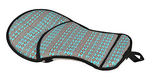 Showman Teal and Brown Navajo Diamond Print Trail Seat Saver Cushion Fleece Bottom Relieves Back Pain