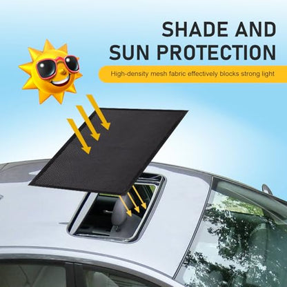 Car Sunroof Sun Shade, 39" x 25.5" Magnetic Screen Moon Roof Breathable Mesh Cover, Quick Install Sunproof Protection Cover, Universal Sun Protection for Moonroof and Side Window for Cars