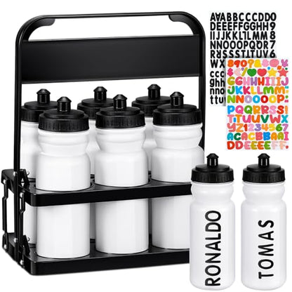 Suclain Squeeze Water Bottles with Carrier, 7 Pcs, White - color: White