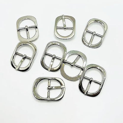 Shoe Buckle Replacement Set 3/4 Inch for Purse Strap Leather Belt, Roller Pin Buckles Single Prong Buckle-8 PCS - color: Silver