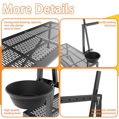 Upgrade Goat Milk Stand with Feed Bin, 600lbs Goat Stand for Grooming & Hoof Trimming, 1mm Thick Platform & Anti-Slip Design, Goat Grooming Stand with Firm Head Lock and Adjustable Head - size: L - 48"L x 19"H