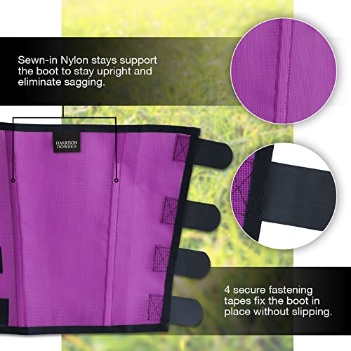 Harrison Howard Loose Fitting Fly Boots UV-Protective Extra Tough Mesh Ventilated Four Fasteners Stay-on Design Protect Horse Legs & Stomp-Reducing Set of 4 Purple Large - color: Purple, size: Large