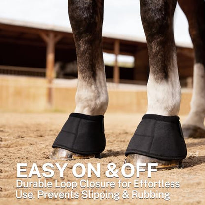 Horse Hoof Boot, Easy to Wear & No-Turn Horse Shoes, Protective Equine Bell Boots with Loop Closure, Professional Equestrian Supplies for Riding & Training, Secure Fit for Equine Hoofs (2Pcs,L)