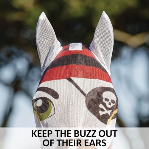 Schneiders Dura-Mesh Mrs. Pirate Designer Fly Horse Mask with Ears | 70% UV Protection | 1000D Mesh | Durable Bug Defense